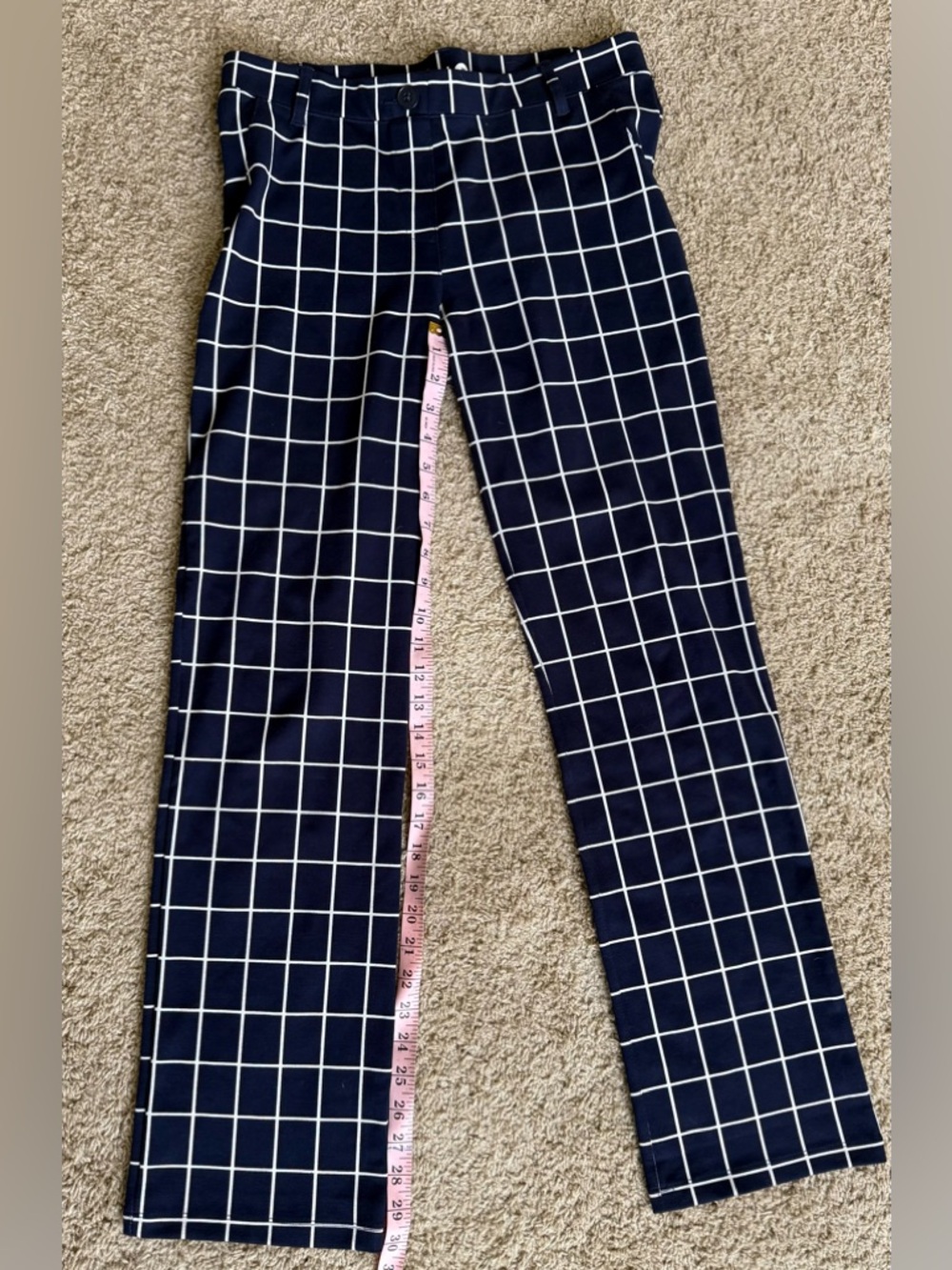Betabrand Navy and White Windowpane Pants size medium petite